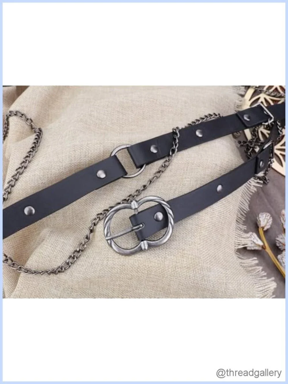 Medieval Faux Leather Metal Chain Waist Belt Adjustable Renaissance Cosplay